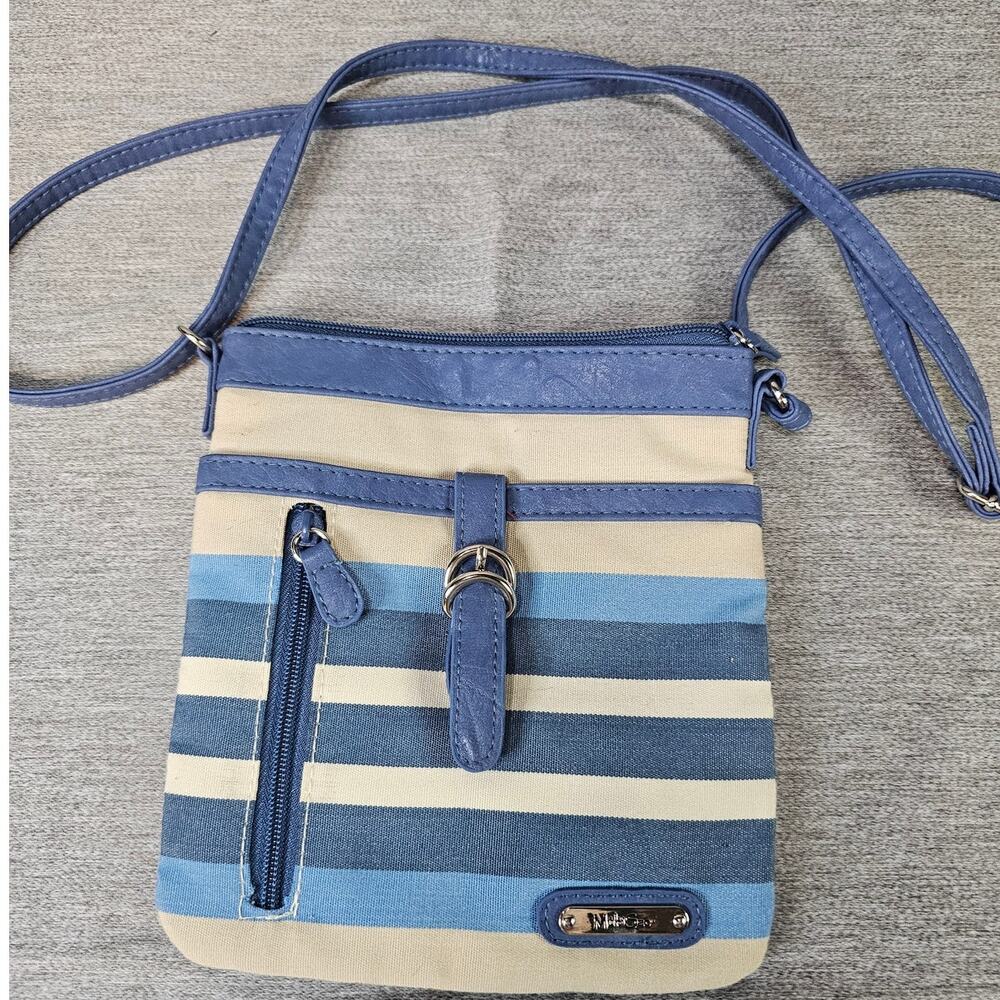 MultiSac Crossbody Purse Adjustable Strap Zippered Organizer Blue Khaki Beige